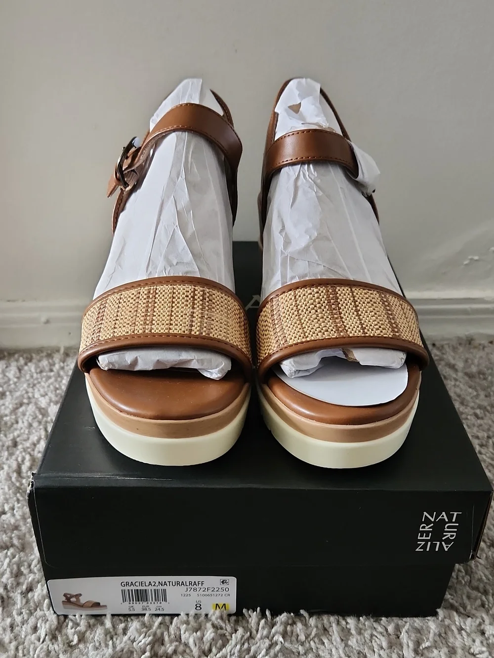 Naturalizer Graciela2 Wedge Sandal in Brown and Natural